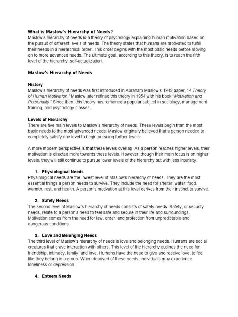What Is Maslow's Hierarchy of Needs | PDF | Motivational | Motivation