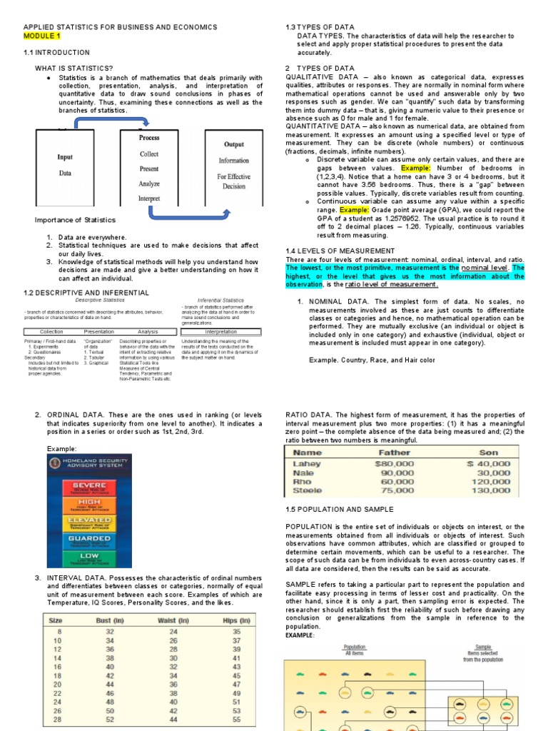 APPLIED STATISTICS FOR BUSINESS AND ECONOMICS Midterms Reviewer | PDF ...