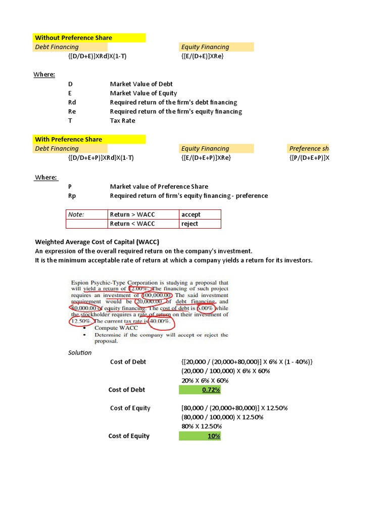 WACC & Payback PDF Cost Of Capital Balance Sheet