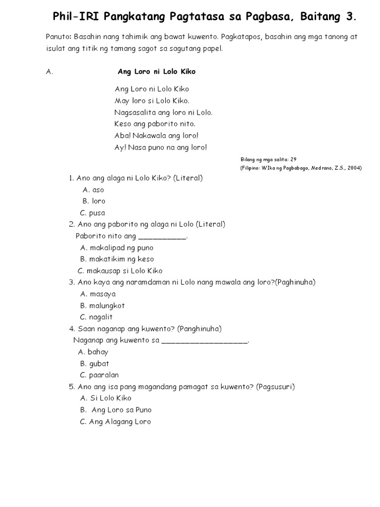 Grade3GSTFilipinoPassages PDF