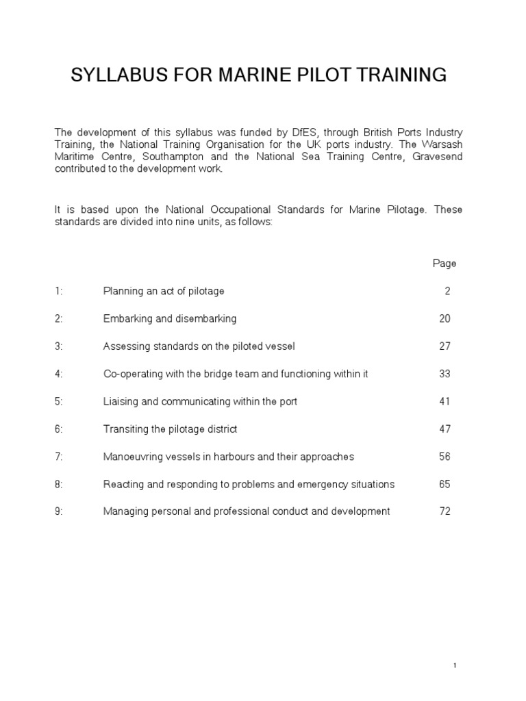 Marine Pilot Training Full Syllabus PDF