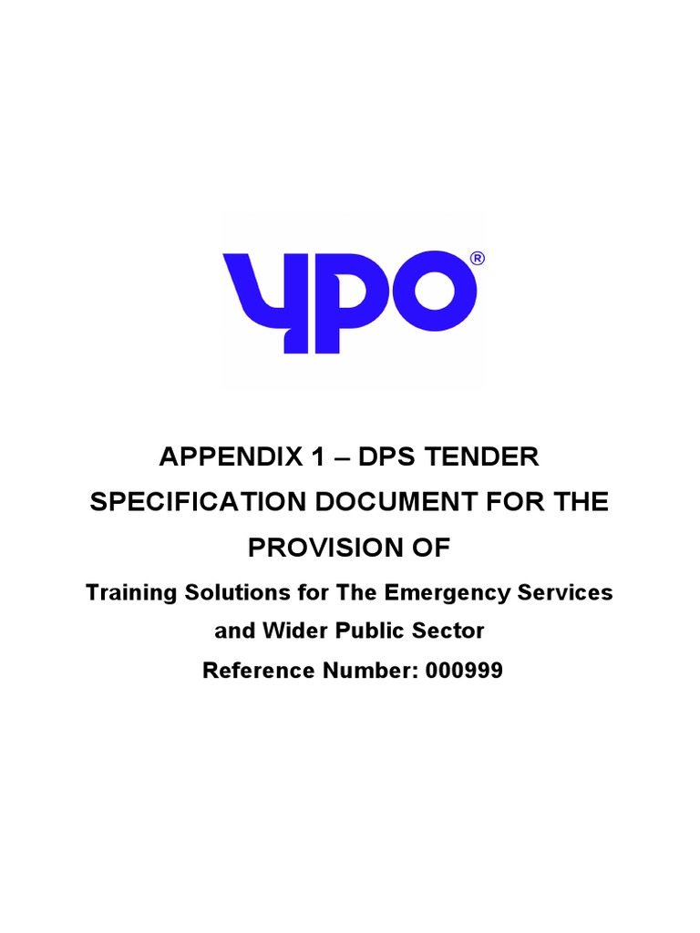 Appendix 1 000999 TRAINING DPS Tender Specification Document PDF