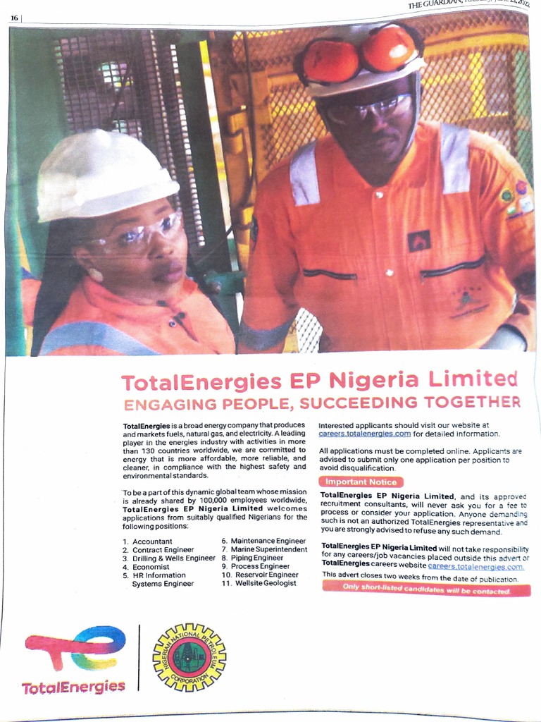 TotalEnergies Nigeria Recruitment 2023 | PDF | Recruitment | Nature