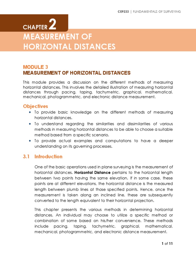 CEP233 M03 Measurement of Horizontal Distances PDF Surveying