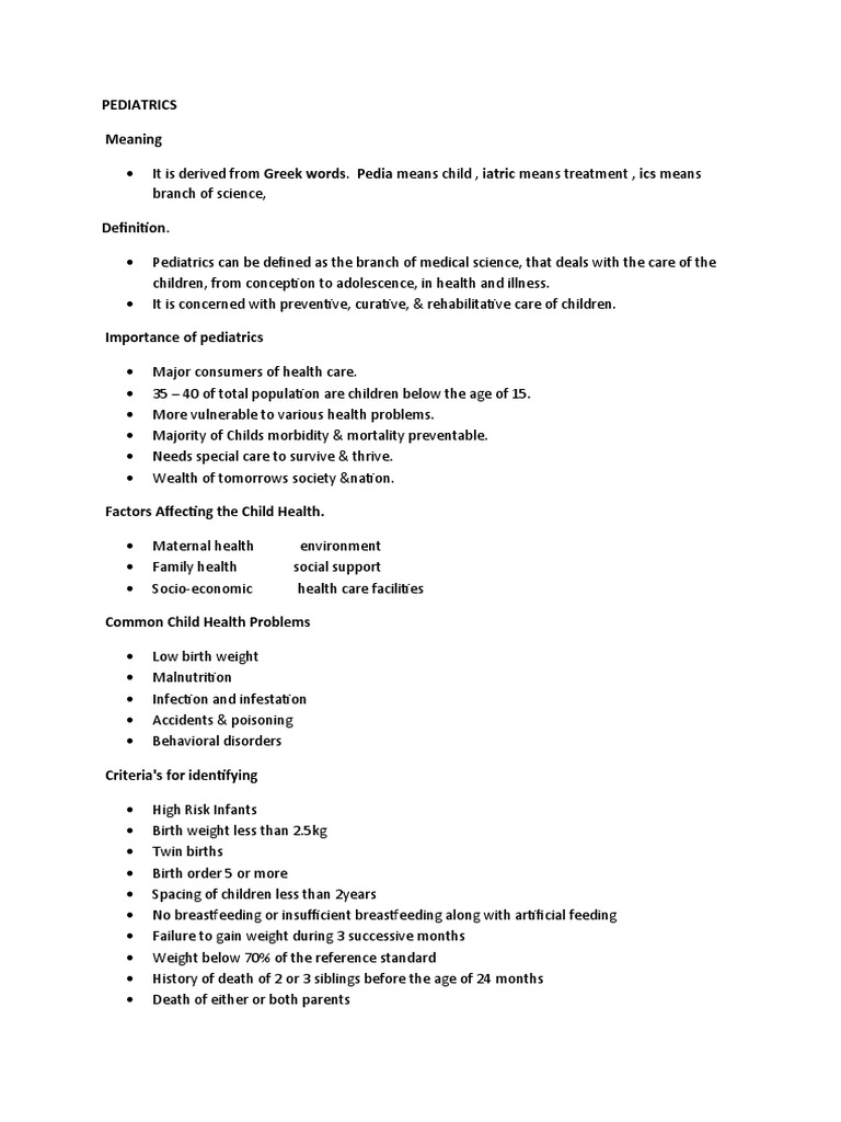 WHAT IS PEDIATRICS NURSING intelligence overview