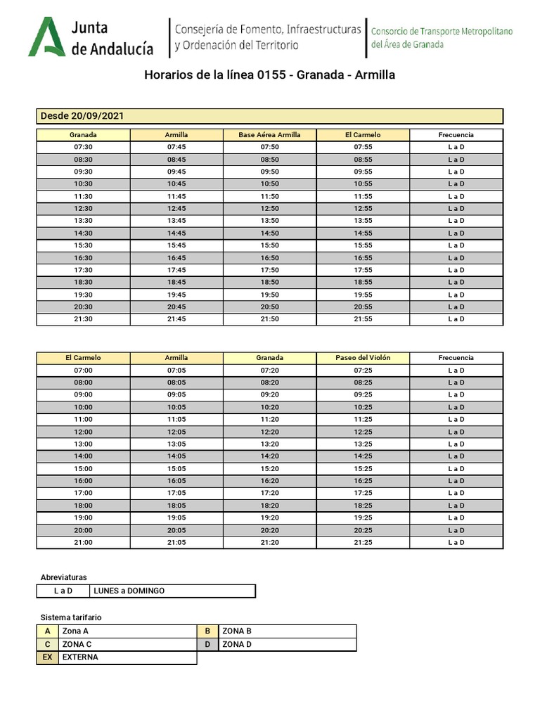 Horarios Linea 1043 | PDF