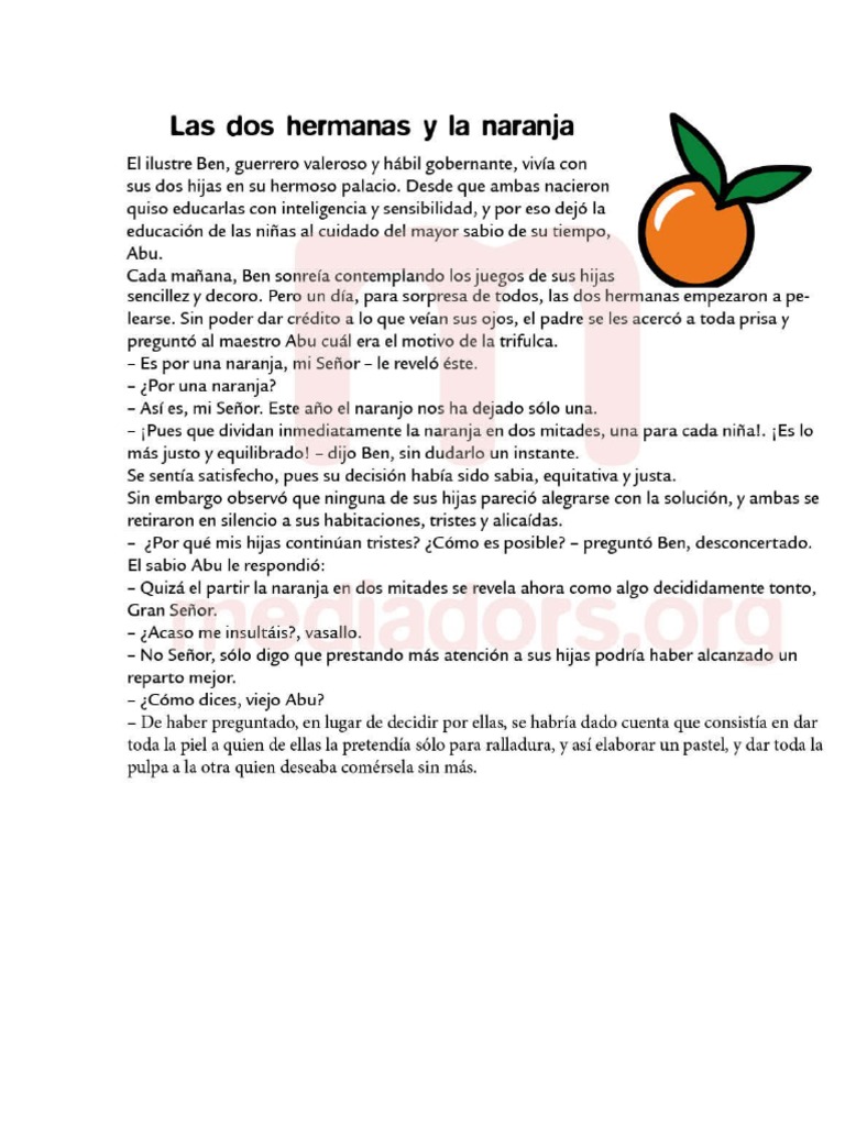 Cuento De La Naranja Pdf