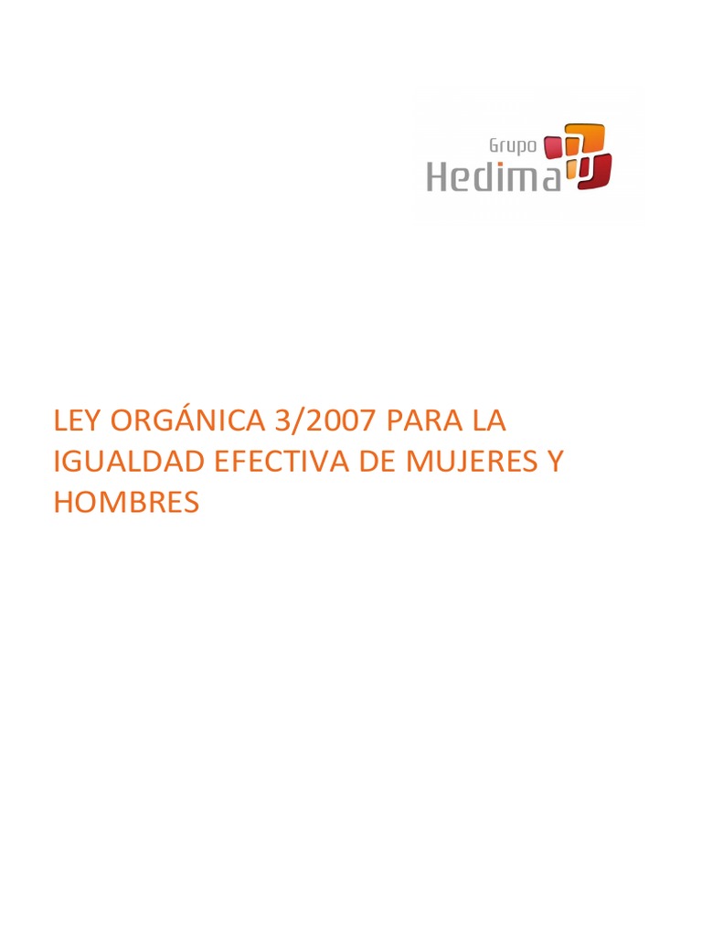 Ley de Igualdad entre Mujeres y Hombres | PDF | Ciencias sociales