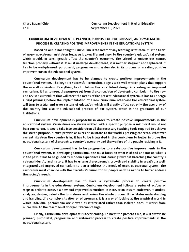 Curriculum Development in Education | PDF | Curriculum | Behavior ...