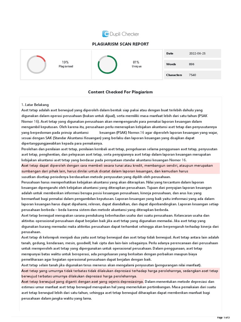 Duplichecker plagiarism report pdf