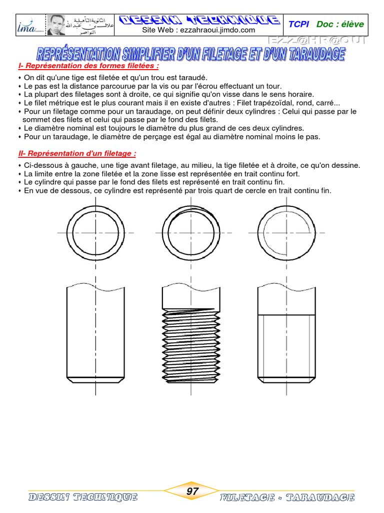 Dessin Technique : Filetage et Taraudage | PDF | Vis de fixation | Outils