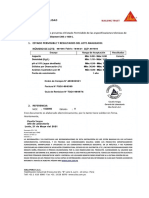 Certificado de Calidad Sikament 306 Lote Nro 087595.