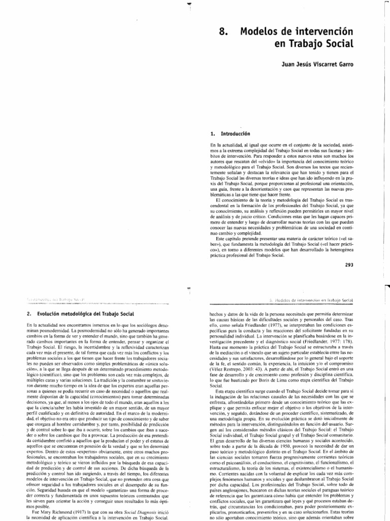 Modelos de Intervencion en Trabajo S-1-8 | PDF | Trabajo Social | Teoría