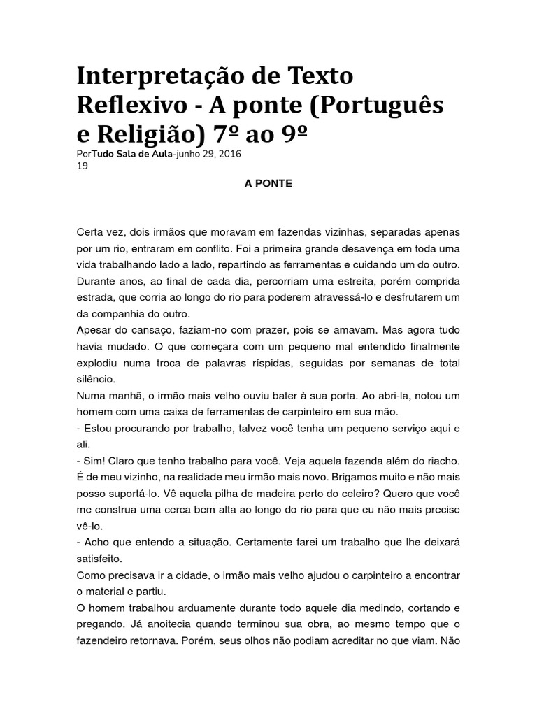 Interpretação de Texto Reflexivo | PDF