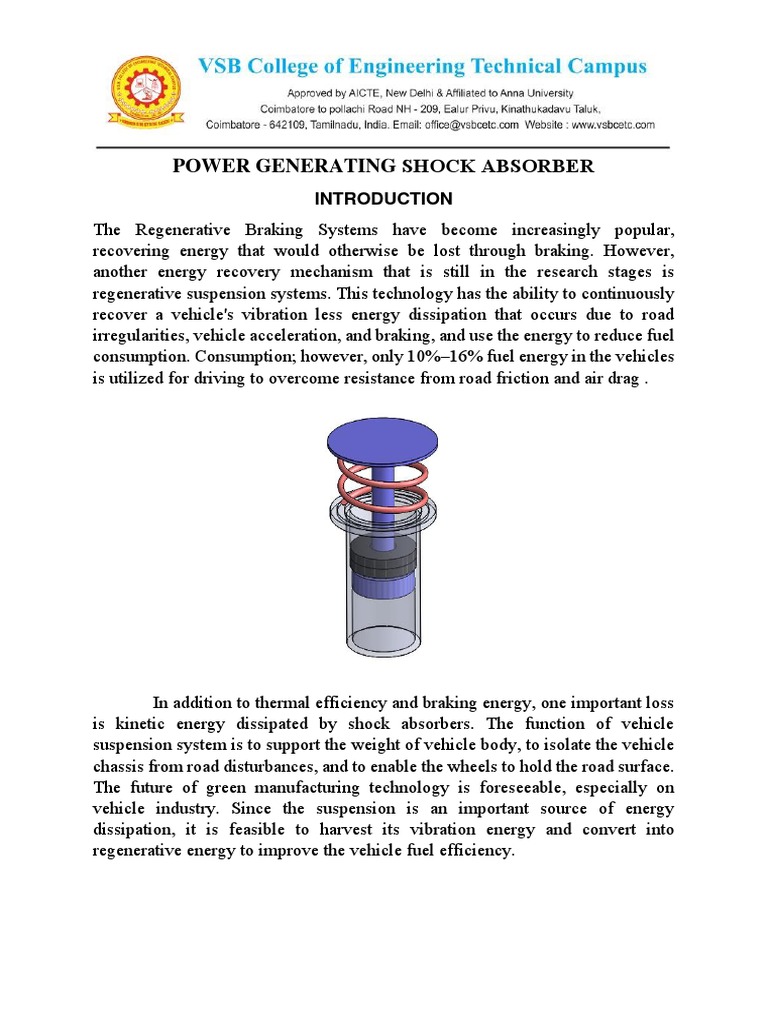 Power Generating Shock Absorber Buget and Report PDF Vehicles Brake