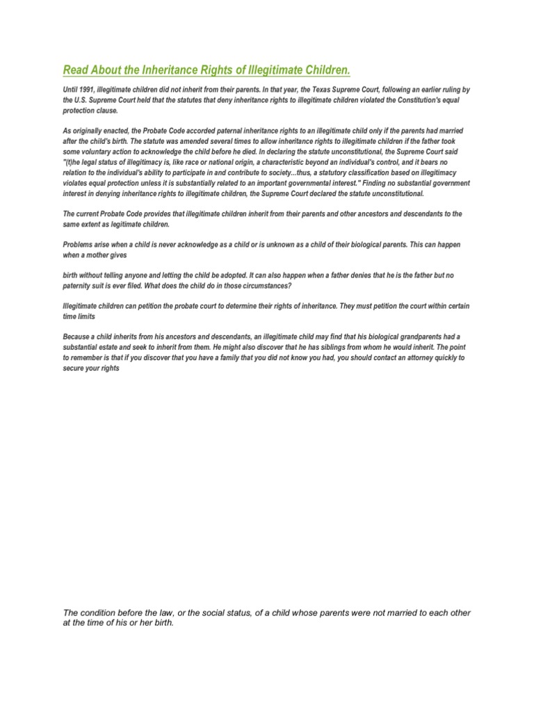 Read About The Inheritance Rights of Illegitimate Children PDF