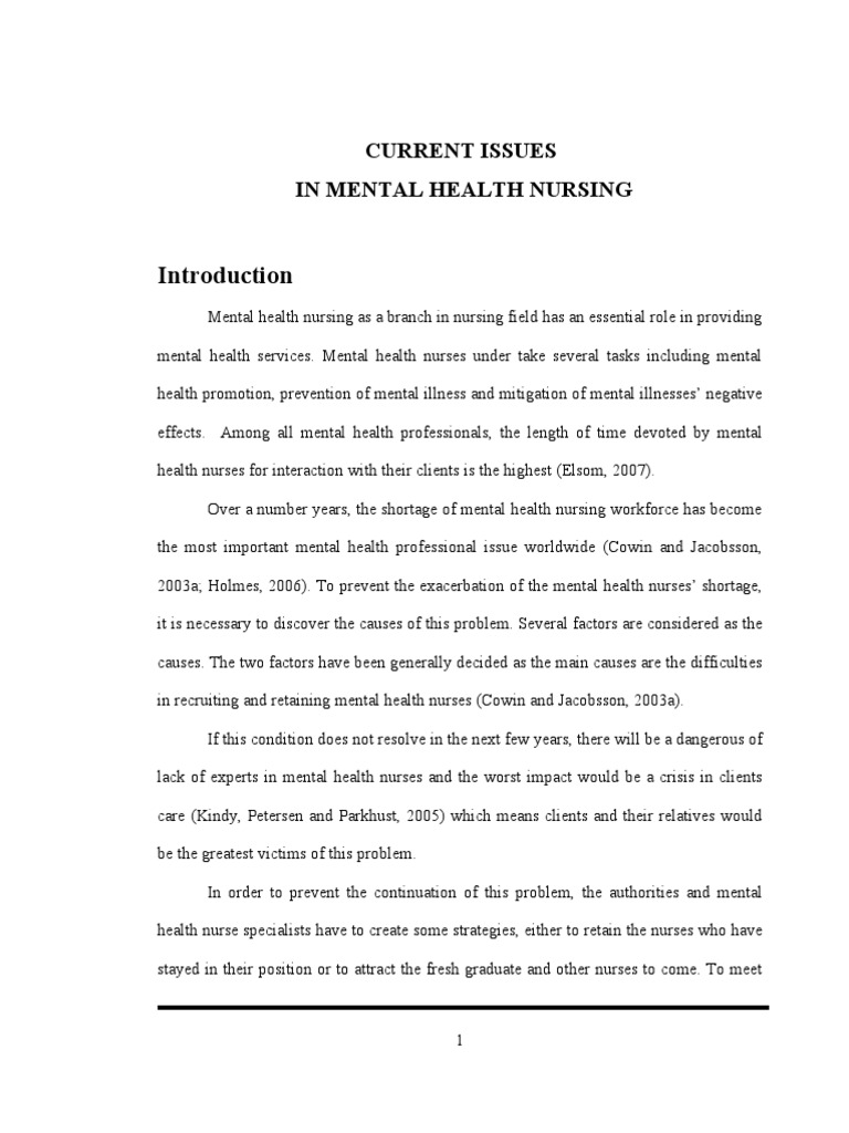Issues of Mental Health Nursing | PDF | Nursing | Mental Health