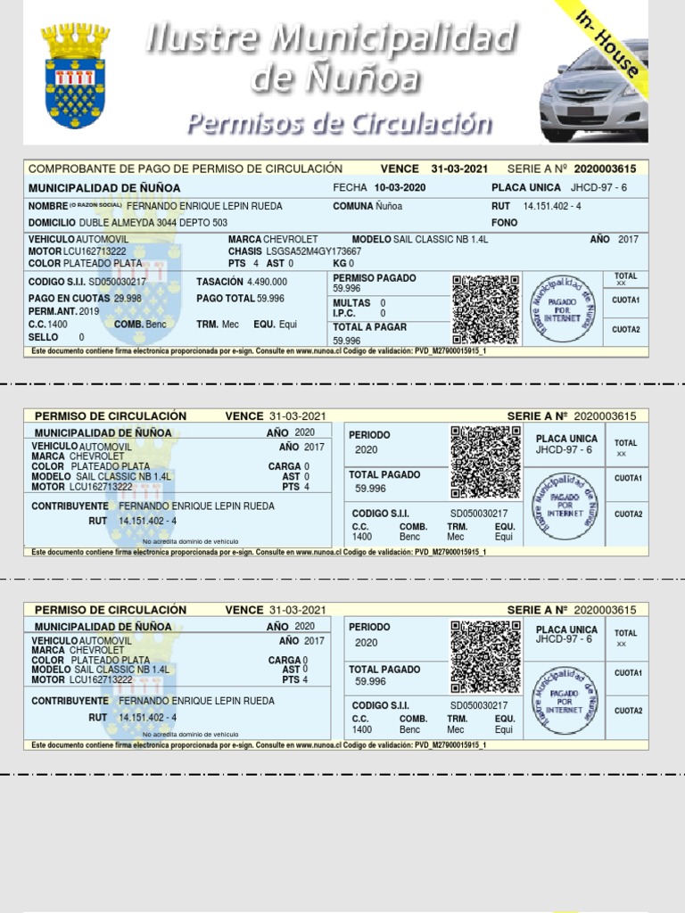 Comprobante de Pago de Permiso de Circulación SERIE A 2020003615 PDF