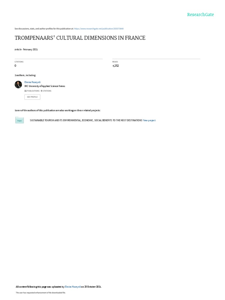 Trompenaars cultural dimensions in france february 2021 pdf