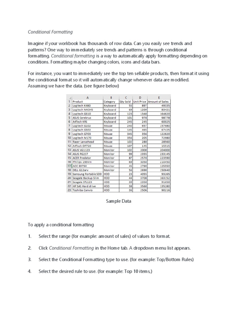 Understanding Conditional Formatting in Excel | PDF | Chart ...