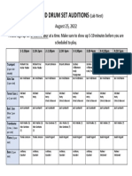 Drum Set Audition Band Schedule Fall 2022