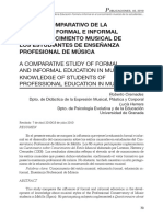 Estudio Comparativo de La Educación Formal E Informal en El Conocimiento Musical de Los Estudiantes de Enseñanza Profesional de Música