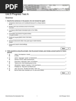 Oxford Solutions Pre-Int Progress Test Unit 9 A