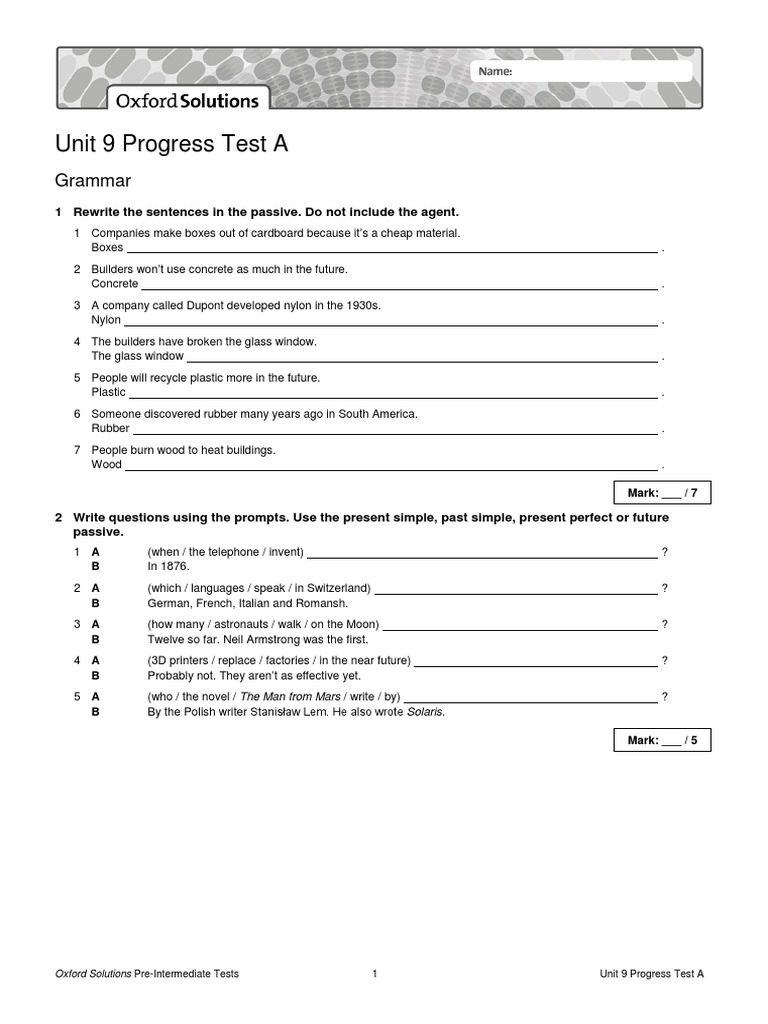 Unit 9 Progress Test A Answers | PDF | Umbrella
