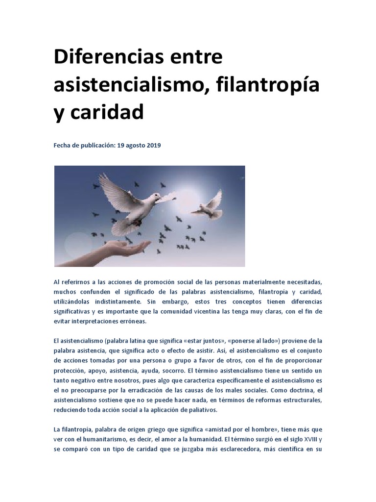 Diferencias Entre Asistencialismo Filantropía y Caridad | PDF | Amor ...