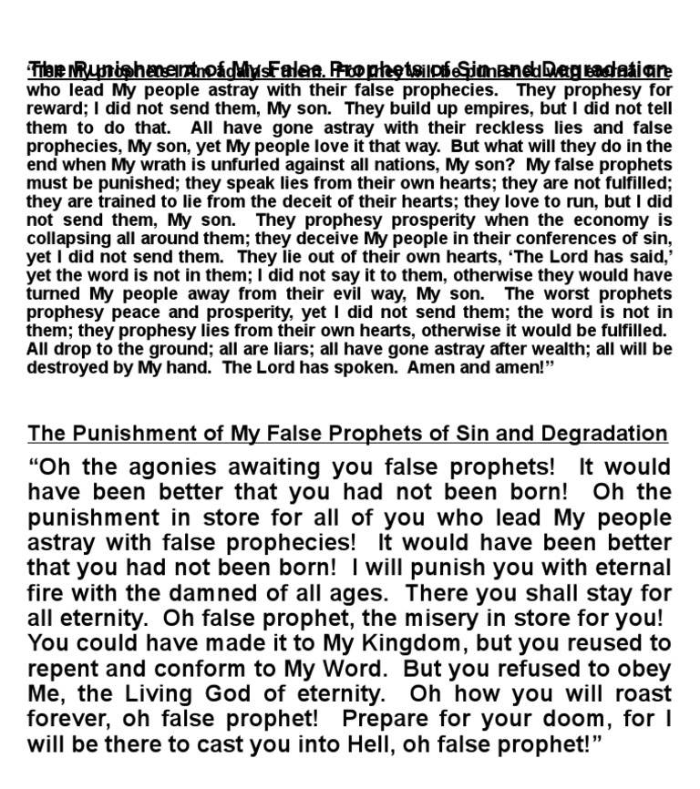 The Punishment of My False Prophets of Sin and Degradation | PDF | Law