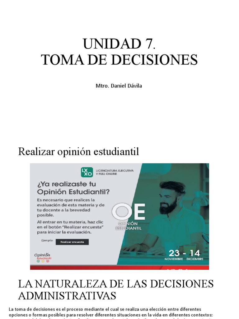 Unidad 7 | PDF | Toma de decisiones | Science