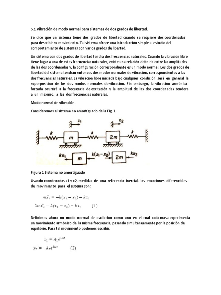 Modos Normales de Vibración en Sistemas | PDF | Modo normal | Oscilación