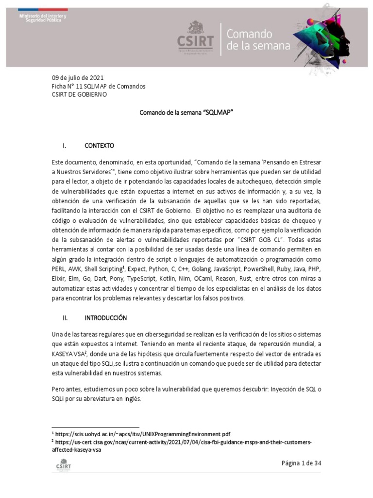 Comandos SQLMAP para Detección de Vulnerabilidades | PDF | Mi sql | SQL