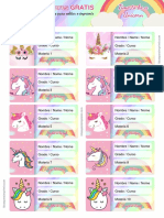 Etiquetas Escolares Unicornios Editables para Imprimir Gratis Free 2