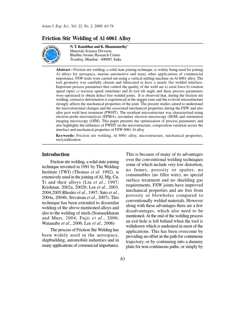 Friction Stir Welding | PDF | Welding | Construction