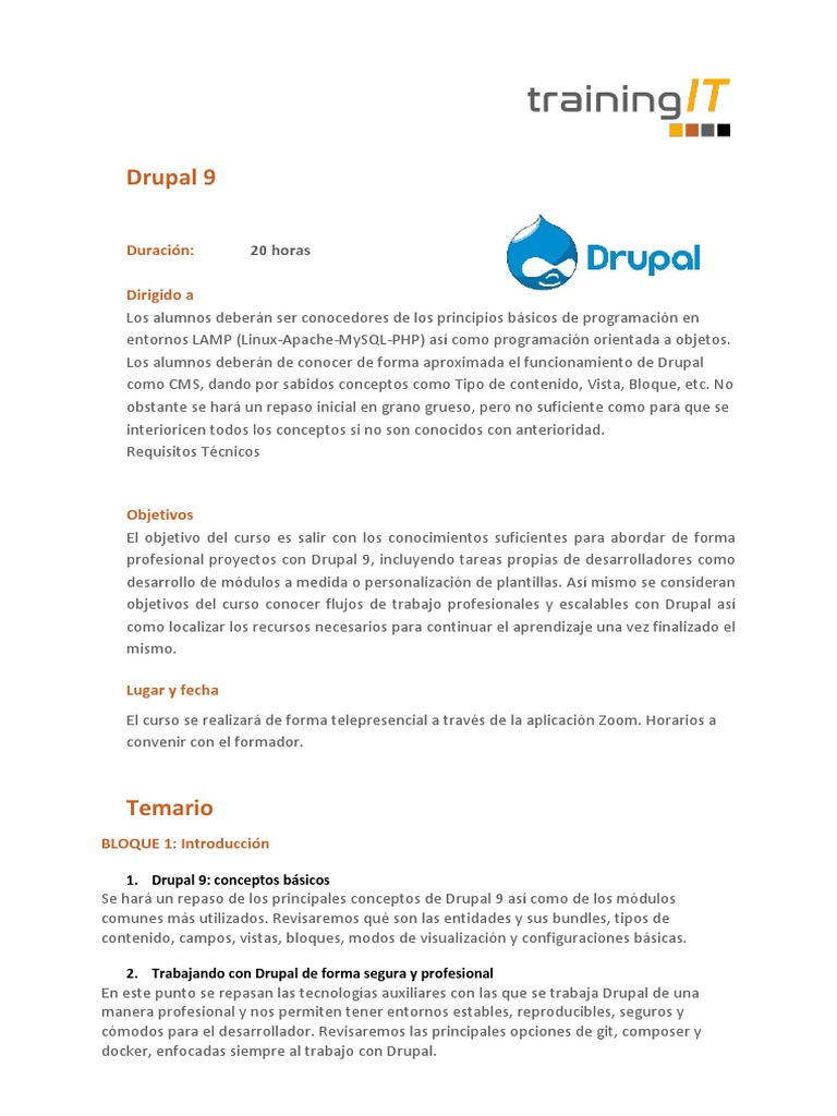 Curso Online de Drupal 9: Desarrollo Profesional | PDF | Drupal ...