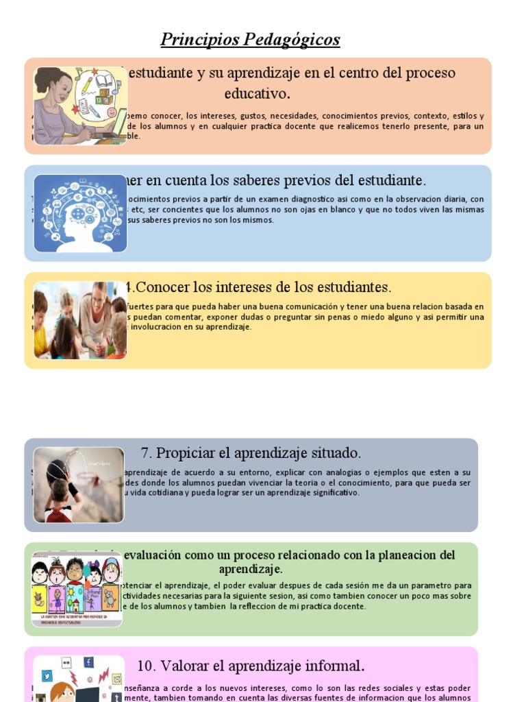 Principios Pedagógicos | PDF | Aprendizaje | Evaluación