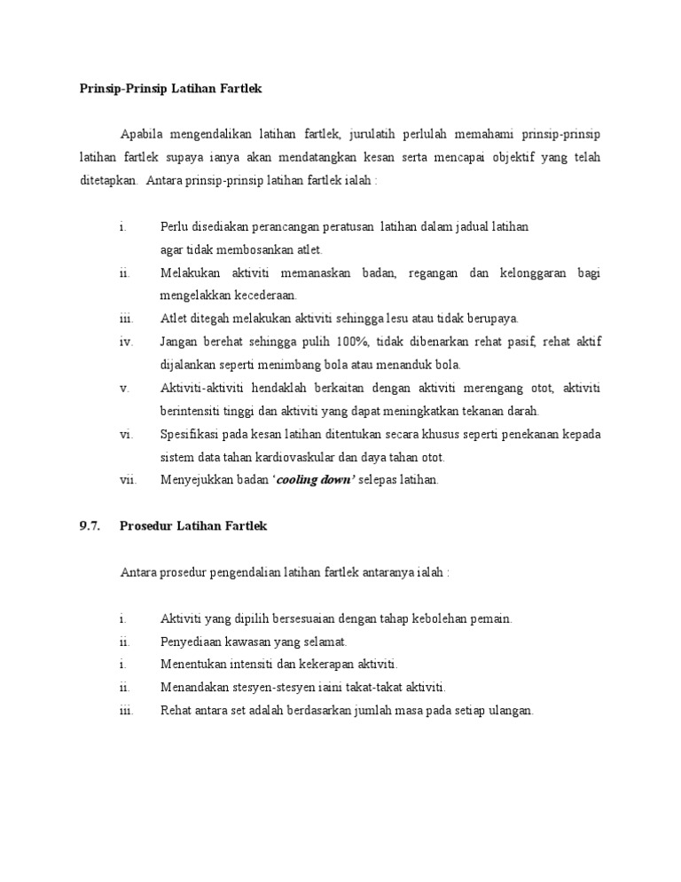 Prinsip Prinsip Latihan Fartlek Pdf