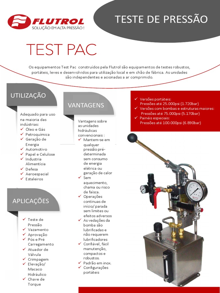 Equipamentos Test Pac para Pressão | PDF | Engenharia Mecânica