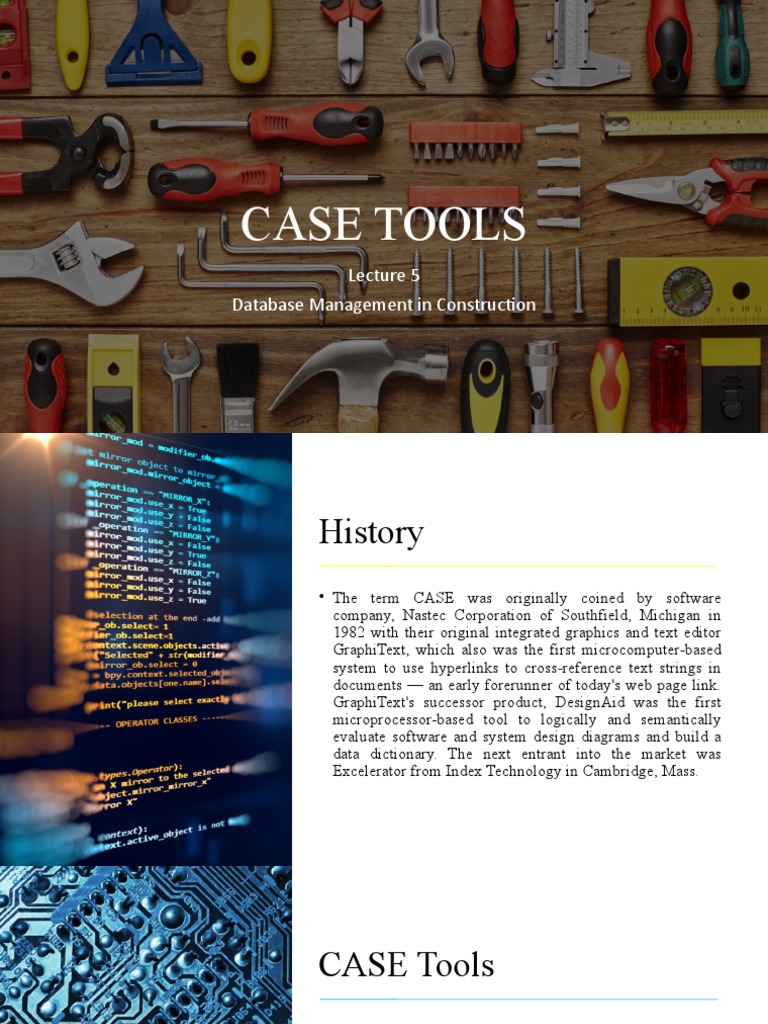 Database Management in Construction An Overview of the History and Types of CASE Tools PDF