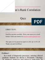 Spearman's Rank Correlation - Quiz