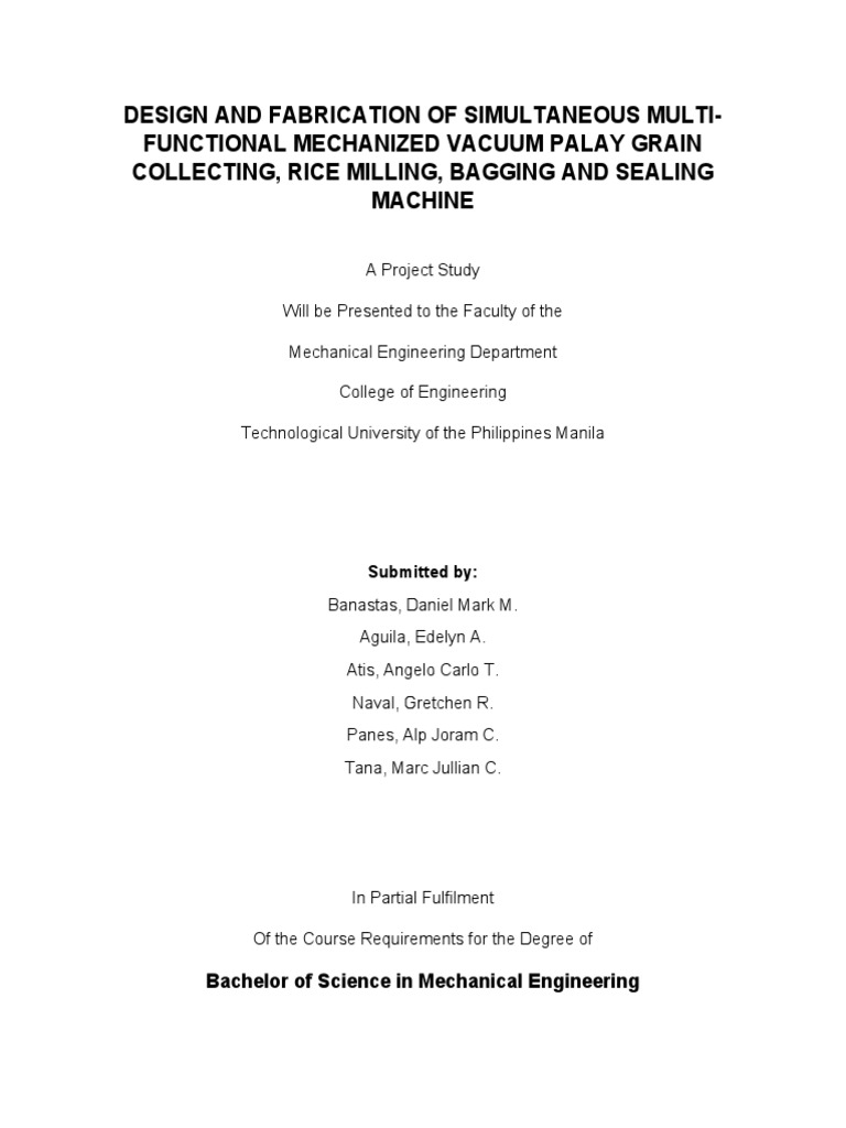 Mechanized Palay Grain Processing Machine | PDF | Rice | Mill (Grinding)