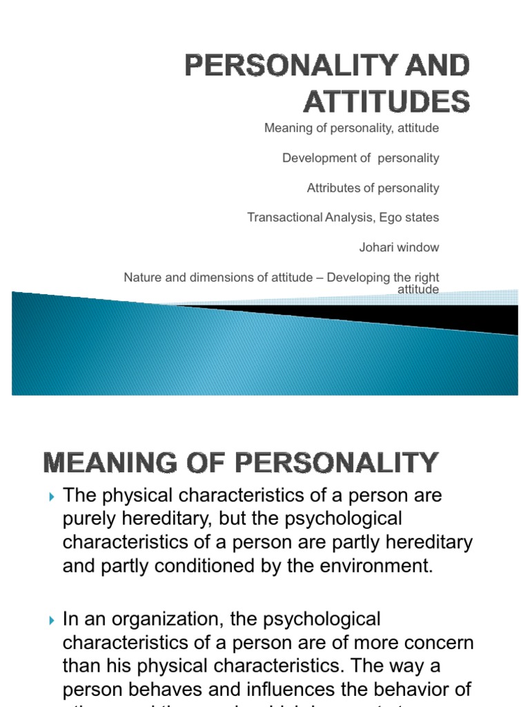 essens uren Tilgivende 2nd Chapter Personality and Attitude 1 | PDF | Extraversion And  Introversion | Attitude (Psychology)