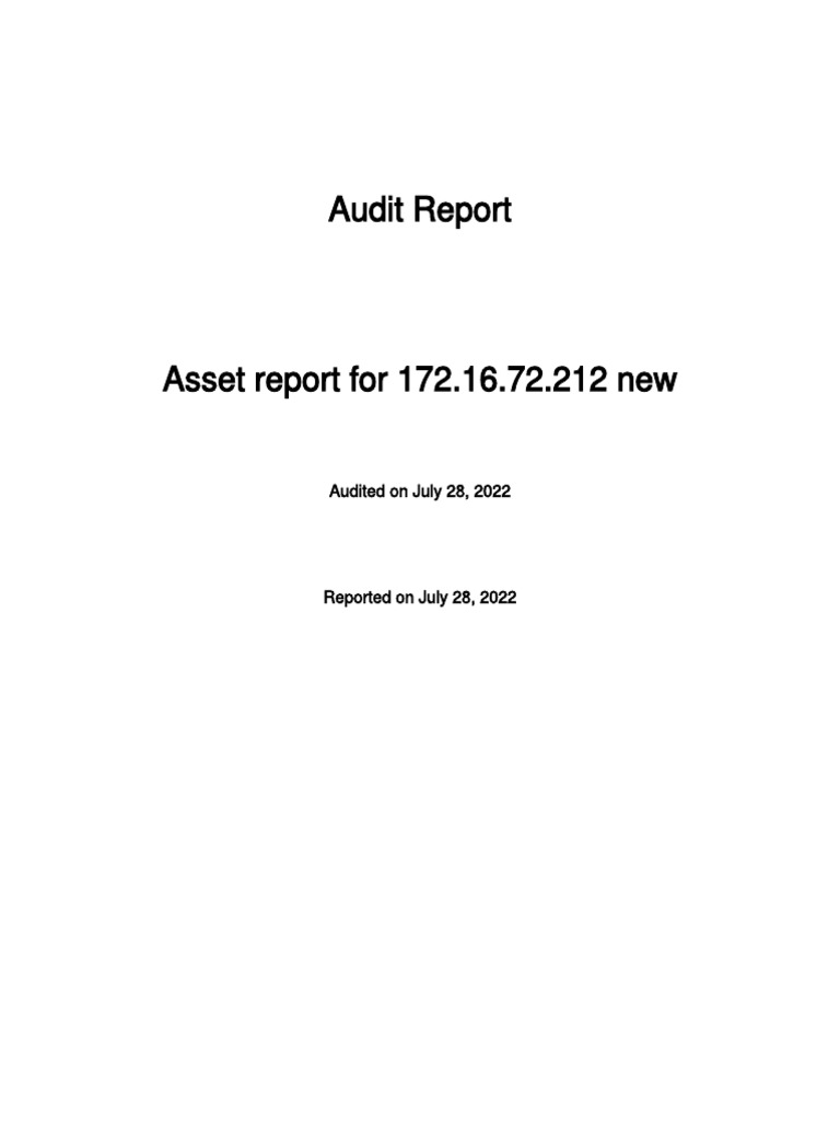 Security Audit Report for 172.16.72.212 | PDF | Networking | Internet & Web