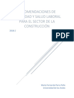 Recomendaciones de Seguridad Y Salud Laboral para El Sector de La Construcción