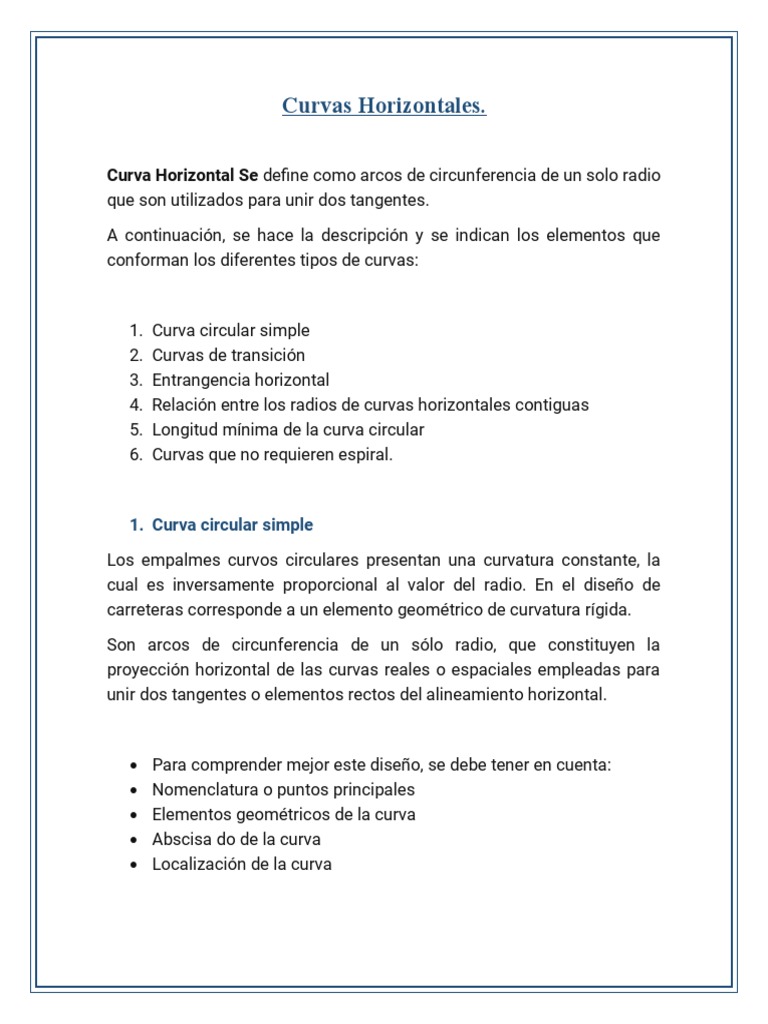 Diseño de Curvas Horizontales en Carreteras | PDF | Curva | Longitud