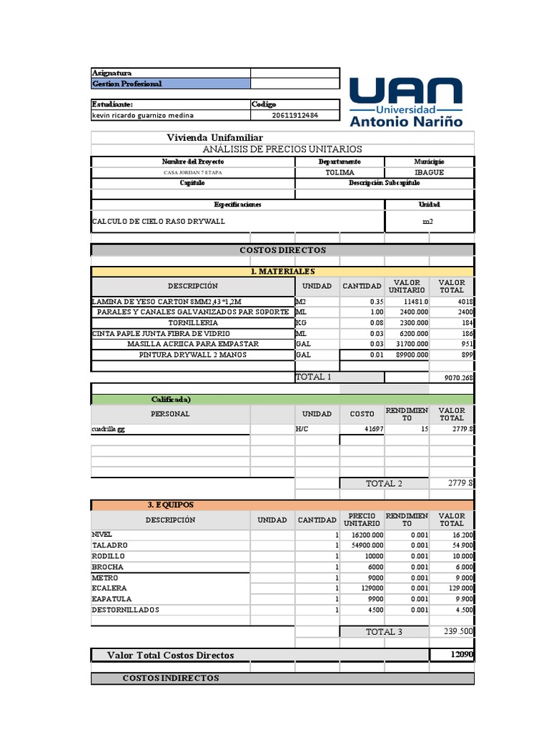 Apu-CIELO RASO DRYWALL | PDF | Materiales de construcción | Plomería