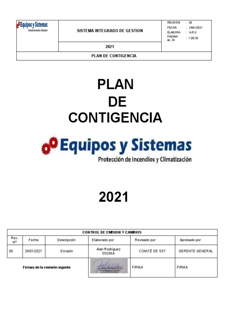 Plan de Contingencia para Emergencias | PDF | Primeros auxilios ...