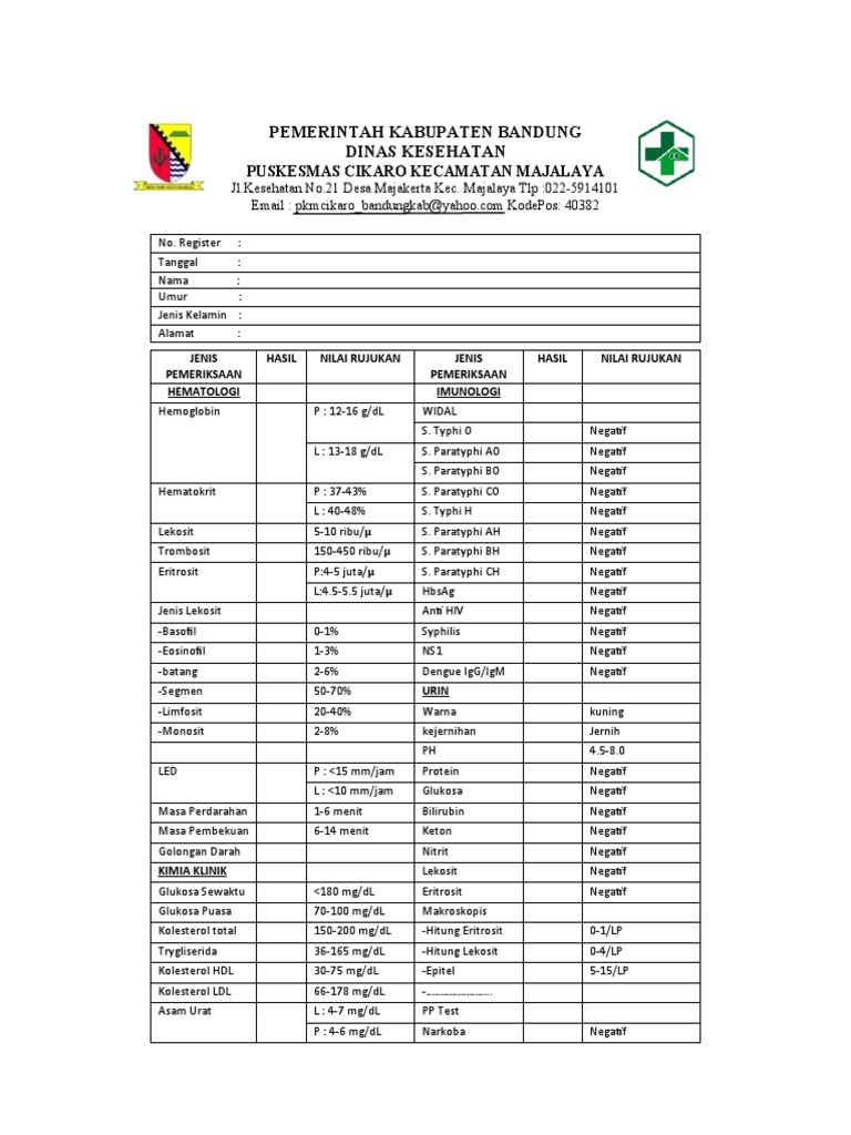 Form Hasil LAB | PDF