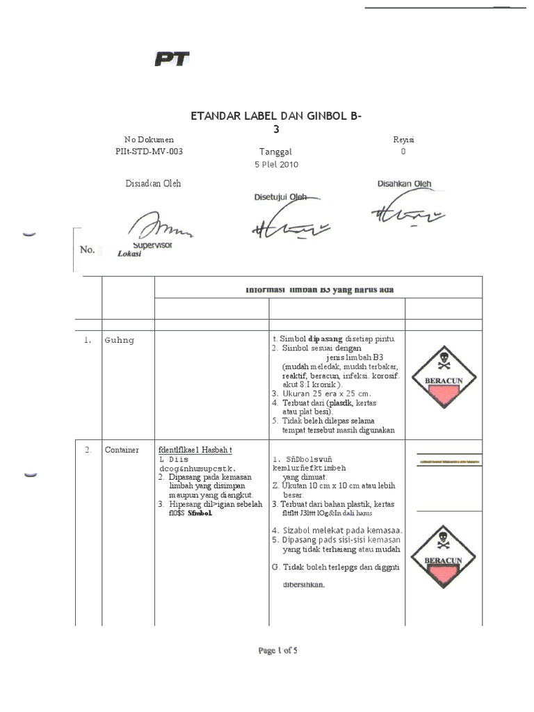 Standar Label Dan Simbol B3 Pdf